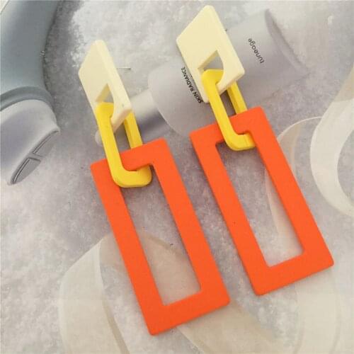 Lovely Macaron Color Yellow Cream Orange Green Mint Pink Colorful Square Liked Party Beach Jewelry For Women Girl Daily