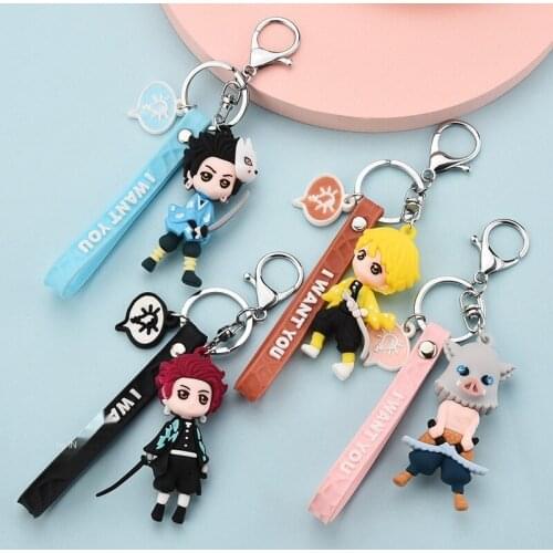 BUDROVKY New Glue Drop 3D Ghost Blade Key Chain Hand Around Cartoon Doll Bag Pendant Small Gifts llavero Wholesale