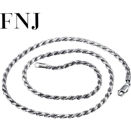 2/3MM Rope Chain 925 Sterling Silver Necklace Men 100% S925 Solid Thai Silver Chains Necklaces for Women Jewelry Making