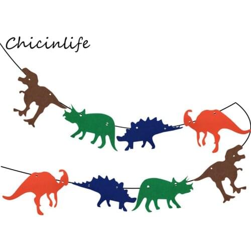 Chicinlife 8Pcs/lot Non-woven Dinosaur Party Banner Garland for Kids Baby Shower Happy Birthday Party Decoration Supplies