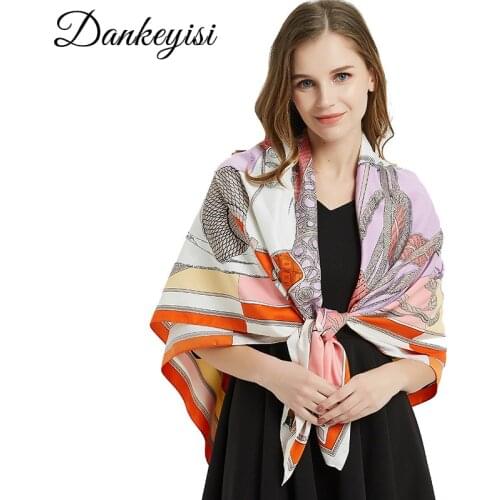 DANKEYISI Square Silk Scarf Women Shawl Female Spring Autumn Big Scarves Ladies Brand Silk Neck Foulard Hijab Scarf Headband