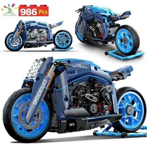 DEDOU Toy City Technology Motorcycle Car Building Block Model Boy Assembling Small Particle Building Block Toy