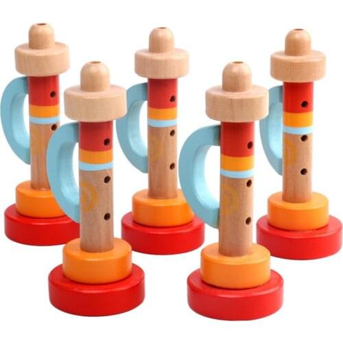 Wooden Children Trumpet Orff Musical Instrument Toy Gift Baby Early Childhood Education Toys