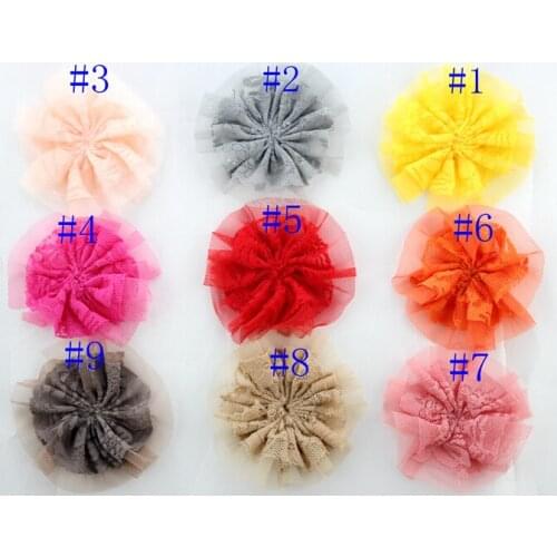 9cm Baby Girls' Hair Accessories DIY Rosette lace mesh Flowers WITHOUT Clips,Kids Boutique Hair Flowers