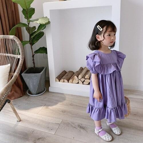 Children Cute Dress for Girls 2021 Spring Summer Puff Sleeve Ruffles Dress Kids Girls Cute Casual Princess Dresses 2-7T Fashion