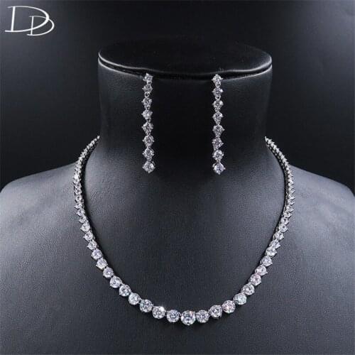 DODO Elegant Ladies Jewelry Sets Class All AAA Cubic Zircon Necklaces Long Drop Earrings Set For Women High Quality Pave D15235