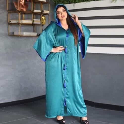 Dubai Abaya Fashion Muslim Women Hooded Dresses Tassel Kimono Luxury Loose Islamic Clothing Turkish Kaftan Femme Robe Party