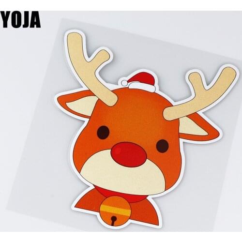 YOJA 13.6X14.8CM Cute Christmas Deer Scratch Occlusion Decoration Car Sticker Decals ZT4-1015