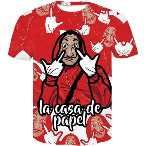 La Casa De Papel 3D Printing T-shirt Men And Women Money Heist Funny T-shirt Comfortable Short Sleeve House Of Paper Top Tees