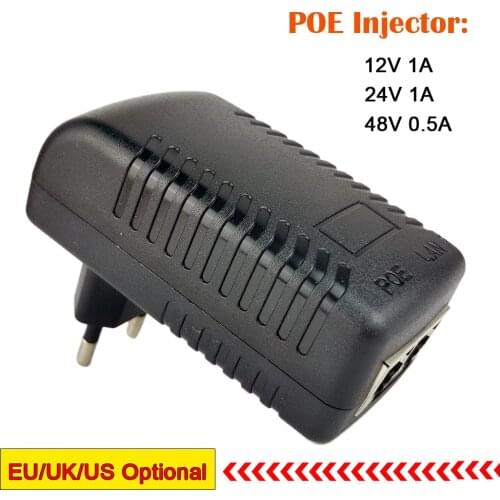 12V 1A PoE Power Supply 24V 1A 48V 0.5A POE Wall Plug POE Injector Ethernet Adapter For CCTV Security IP Camera EU US Optional
