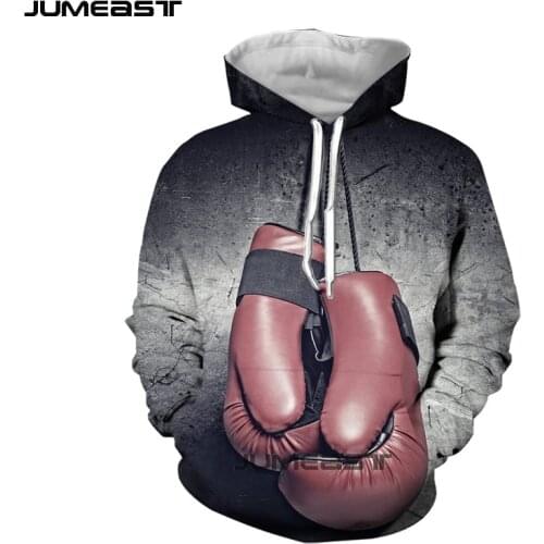 Jumeast Brand Men/Women 3D Printed Hanging Boxing Gloves Long Sleeve New Fashion Cap Hoody Sport Pullover Spring Hoodies