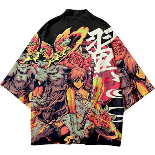 2021 Loose Japanese Style Tiger Print Kimono Streetwear Men Women Cardigan Japan Samurai Anime Cosplay Haori Yukata Tops Robe