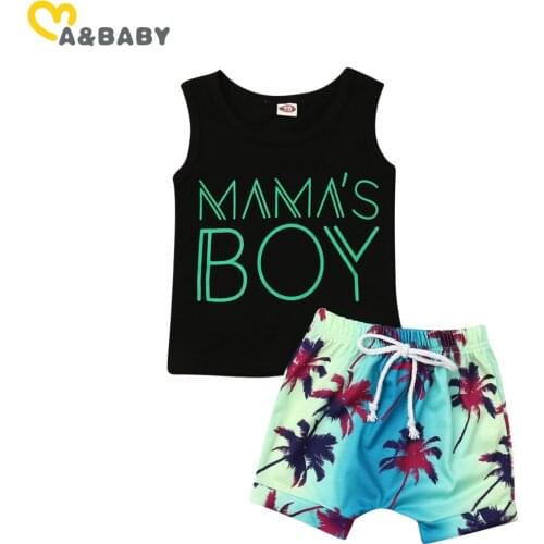 Ma&Baby 0-24M Summer Newborn Infant Baby Boy Clothes Set Letter Mamas Boy T Shirt Vest Shorts Casual Beach Holiday Outfits