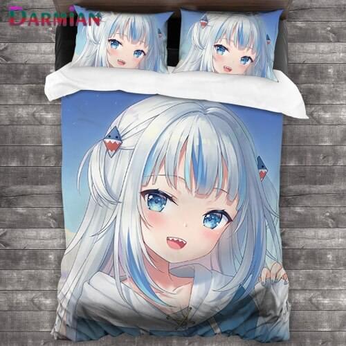 DARMIAN Anime Hololive Print Multi Size Bedding Set Soft Comforter Cover with Pillowcase Set Cute Duvet Cover Set for Kids Gift