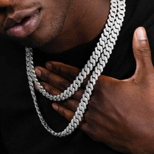 Cuban Link Chain For Men Iced Out Silver Gold Full Miami Cuban Necklace Bling Diamond Hip Hop Jewelry Choker Rapper Necklaces