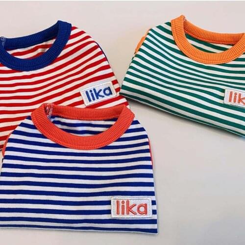 INS wind Korean summer pet clothing summer new three-color stripe contrast color sleeveless vest