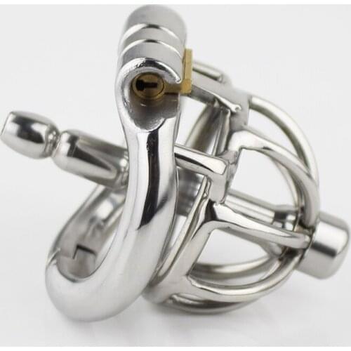 Male Chastity Device Peins Lock With arc-shaped Cock Ring Urethral Catheter BDSM Sex Toys Stainless Steel Chastity Belt Toy