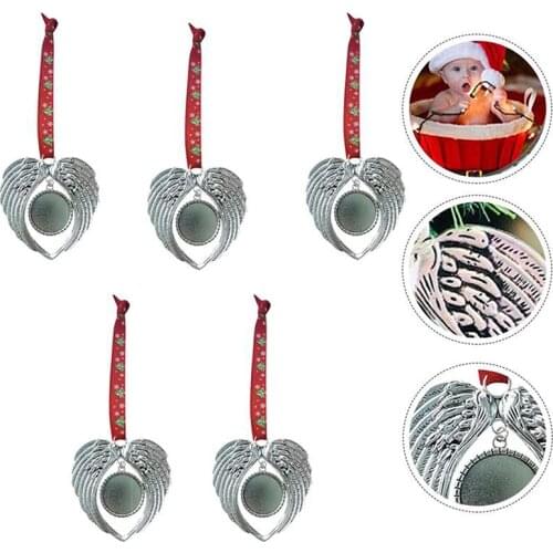 2021 New Product 5pcs Angel Wing Shaped Pendents Christmas Tree Ornaments Heart Shape DIY Pendant