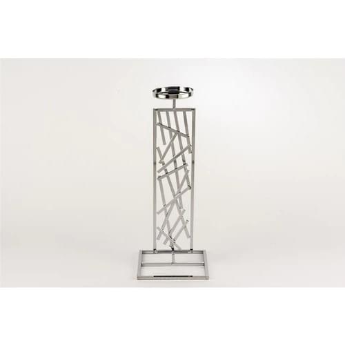 Mikasa Moor Silver Geometric Patterned Candle holder 14x37 cm