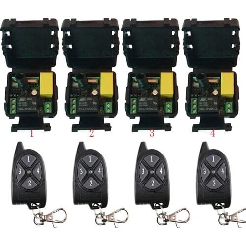 AC 220 V 1CH Mini Wireless RF Remote Control Light Switch 10A Relay Output Radio Receiver Module+1 2 3 4 Transmitter