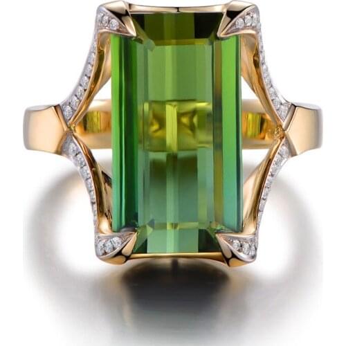 Luxury Green Crystal Ring Personality Atmosphere Ladies Fashion Birthday Gift Factory Wholesale
