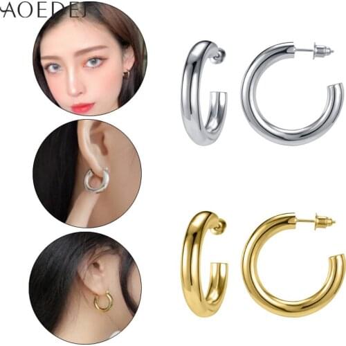 2pcs Silver Plated Hoop Earrings for Women Girl Round Circle High Polish Copper Earrings Hip Hop Ear Piercing Gifts