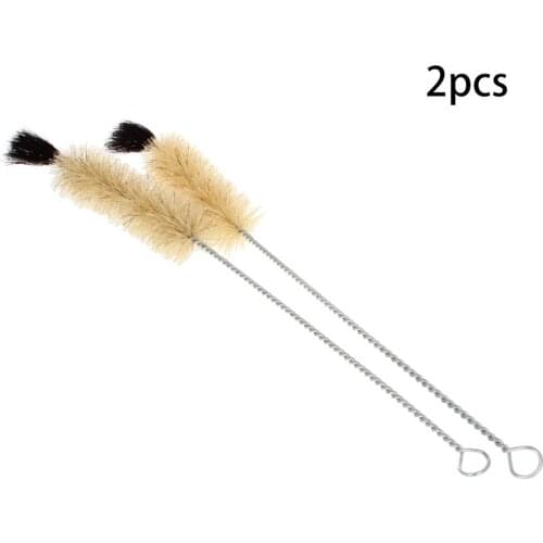 Hot 2pcs Pig Hair Tube Bottle Cleaning Brush Cleaner Laboratory Brush Straw Brush Metal Handle Drinking Straw Cleaning Brush Kit