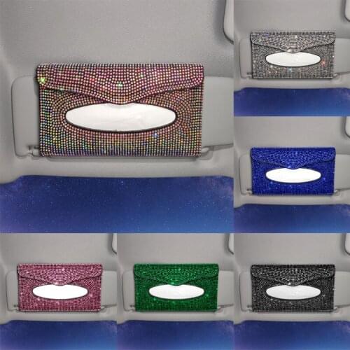 Rhinestone Car Tissue Case Box Crystal Hanging Accessories Paper Towel Fashion Glitter Mask box Storage Covers