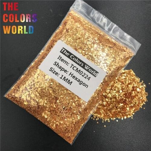 TCM0224 24k Gold Color Metallic Luster Hexagon Shape Nail Glitter Nail Art Decoration Makeup Body Glitter Handwork DIY