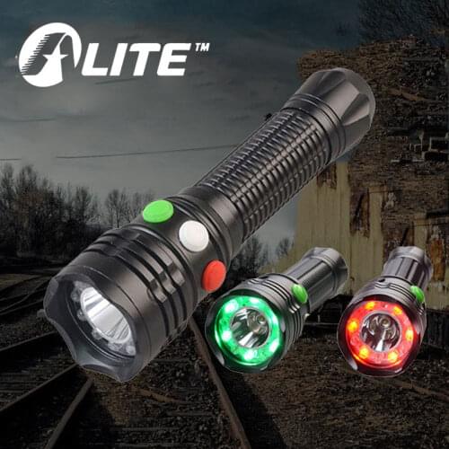TMWT XPE 3W 18650 battery Multifunctional indicator Flash Light. Magnet flashlight Base Tricolor Train Semaphore Torch Light