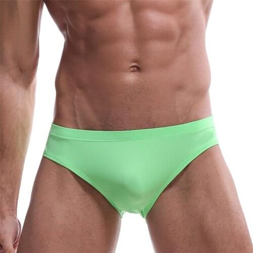 New Men underwear ice transparent low waist sexy briefs large XXL breathable gay panties perspective briefs