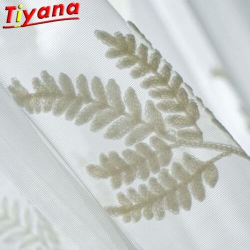 Instagram Style Countryside Wheat Ear Embroidery Tulle Curtains for Living Room White Mesh Yarn for Balcony X-HM170#30