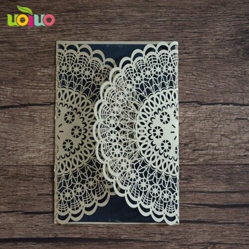 Unique paper lace handmade invitation cards ivory wedding invitations 2017