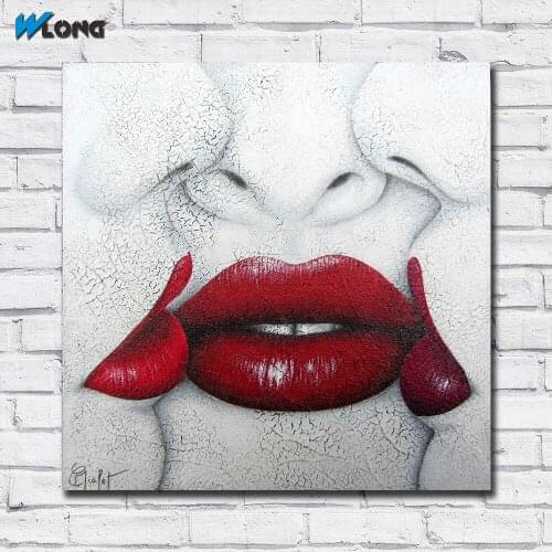 Wlong Fashion Printing Oil Painting Pop Art kiss III Wall Art Canvas Prints Pictures Home Decor For Living Room Bedroom Unframed