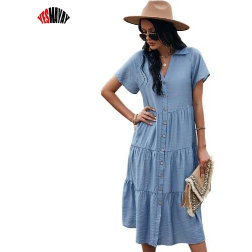 Yesmayay Solid Summer Dresses