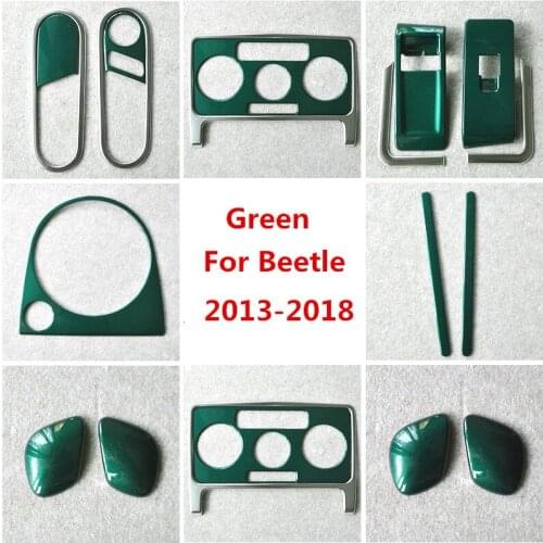 Green Car Interior Styling AC Window Control Panel Cover Gear Head Sticker Moulding Trim for Volkswagen Beetle 2013 - 2018