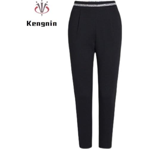 Women Black Trousers 2021 Spring Autumn Loose Causal Ladies Capris Harem Pants Elastic Waist Female Capris Plus Size 4XL KN162