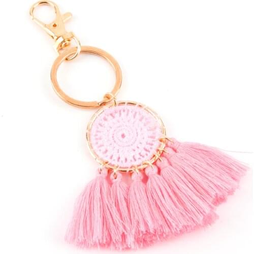 Artilady Hawaii Tassel Keychains for Women Boho key Holder Keyring Macrame Bag Charm Jewelry Gift for Friends Drop Shipping