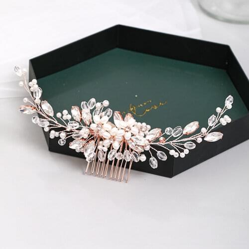 Handmade Silver color Flower Crystal Wedding Hair Combs Rhinestone Women Decoration Bridal Hair Accessories HeadPiece Jewelry