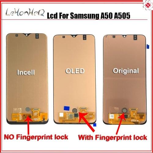 Original LCD For Samsung Galaxy A50 LCD Display Touch Screen Digitizer Assembly For Samsung A50 A505 A505F LCD OLED/Incell