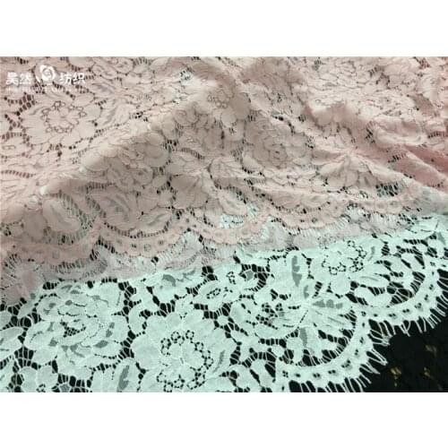 1.5m/piece width 150cm white black beautiful roses jacquard Thickening Eyelash lace fabric wedding dress textile lace fabric
