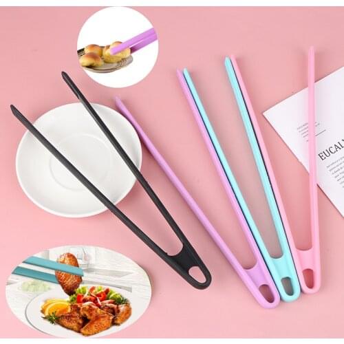1Pcs Food Grade Silicone/Bamboo Kitchen Tongs Long Handle Non Slip Barbecue Tongs