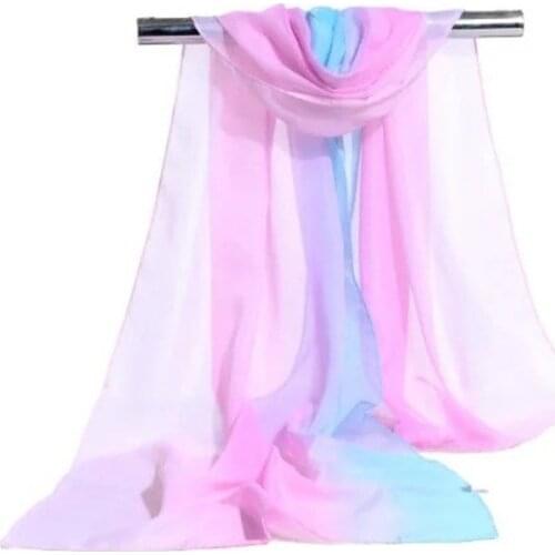 160*50cm New Fashion woman Color gradient chiffon scarf wild shawl sunscreen Flower floral girl scarf scarves