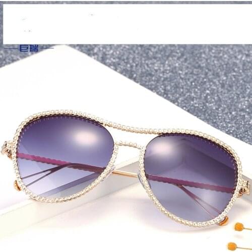 2020 Vintage Fashion Oversized Rimless Sunglasses Women Famous Luxury Brand Design Sexy Diamond Pilot Sun Glasses For Female NX