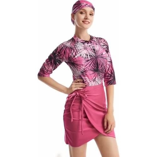 2021 Muslim Swimwear Islamic Modest Summer Beach Swim Wear Skirt Sets Arab Women Beachwear Bikini Swimsuit Sport Bathing Suit