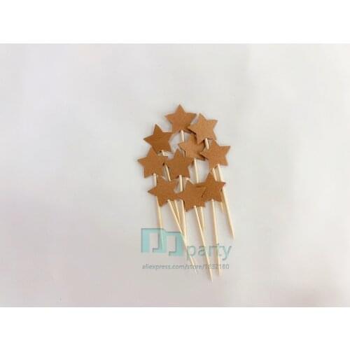 40pcs Star wedding birthday cake decorating tools decoration wedding birthday cake topper stand Cowhide