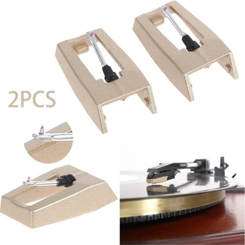2PCS LP Turntable Phonograph Diamond Stylus Needles For Gramophone Record Golden X7JC