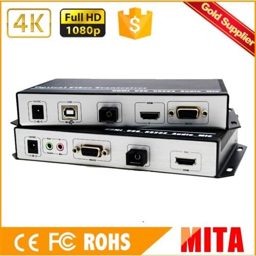 Free shipping 4k UHD HDMI Optical Extender 300m V1.4 2 core multimode optical transceiver LC 3840*2160 30HZ