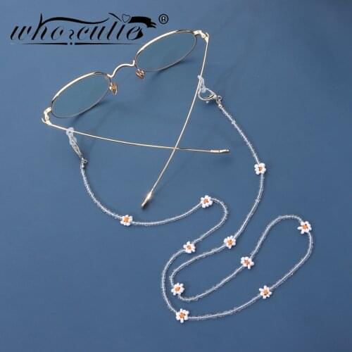 2021 New Fashion Colorful Flowers Acrylic Glasses Chain Women Clothing Eyewear Accessories Chic Sunglasses Chain Eyewear Female
