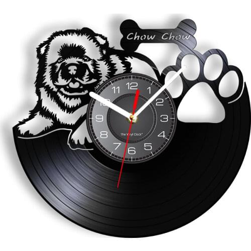 Chow Chow Vintage Vinyl Record Wall Clock Songshi Quan Chowdren LP Record Decorative Wall Clock Dog Breed Gifts For Dog Owner